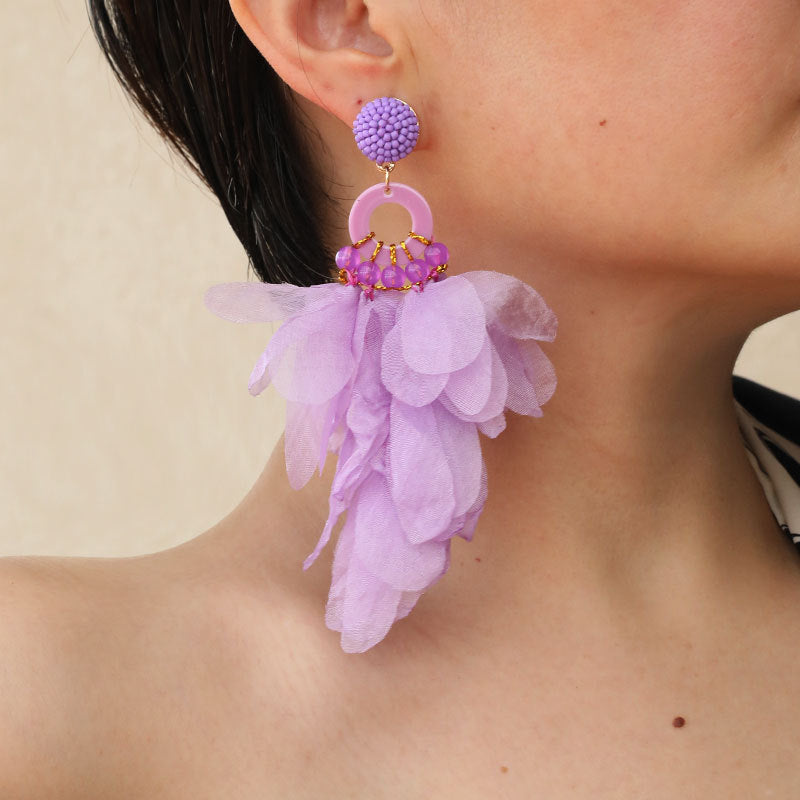 Purple floral earrings