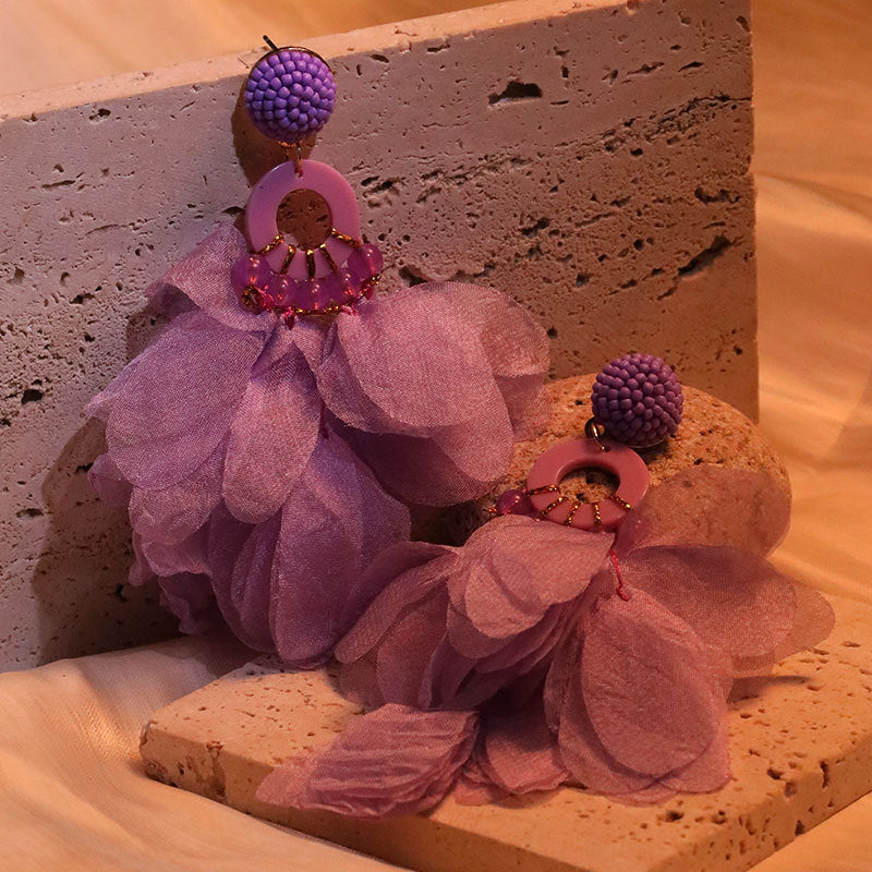 Purple floral earrings