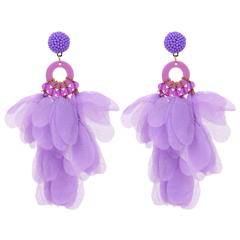 Purple floral earrings