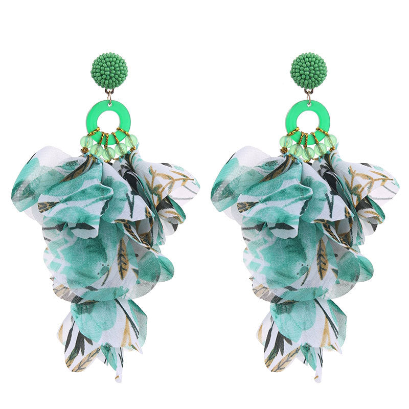 Light green floral earrings