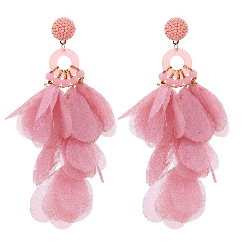 Pink floral earrings