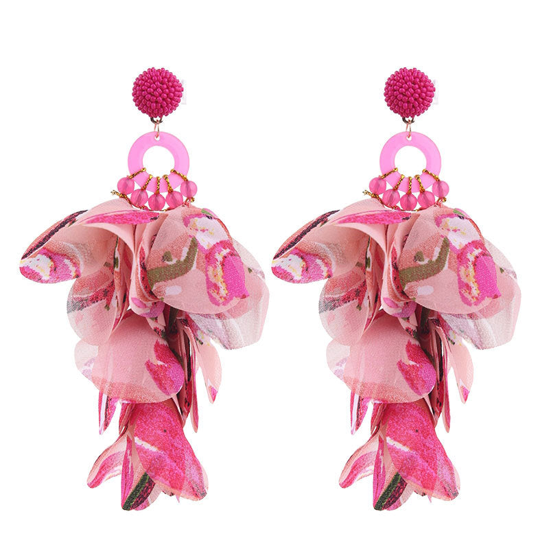 Rose Red floral earrings