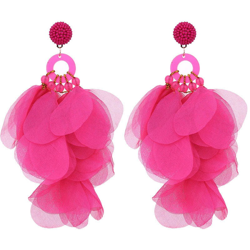 Red floral earrings