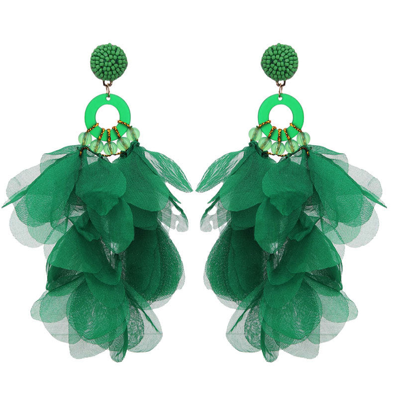 Green floral earrings